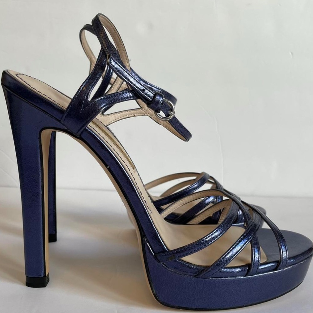Platform high heel metallic blue Zara sandal